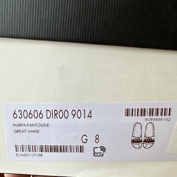 NEW GUCCI SLIDES WHITE LEATHER “ORIGINAL GUCCI” RED GREEN LOGO SZ G8 630606 - Picture 7 of 8